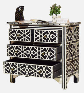 Coffre élégant et fonctionnel en incrustation d'os à motif floral Solution de rangement élégante pour meuble de salon à bas prix - Product Image 1