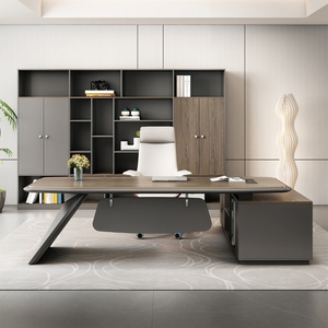 Modern L Shape Executive Office Table Solid Wood Corner Boss <b>Desk</b> <b>Large</b> Ergonomic Director Workspace Tables Modular Adjustable W - Product Image 1