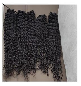 Extensions de double trame de machine de paquets pré-collés de cheveux humains de temple indien brut Remy 100% non traitées - Product Image 1