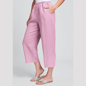 <b>Women's</b> Comfortable Summer Linen Pants with Elastic Mid Waist Flax Straight Fit Casual Wear Zed Aar Exports Size XL - Product Image 1