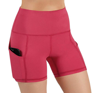 Pantalones cortos de Yoga de nailon de cintura alta para mujer, bolsillos interiores con cordón, pantalones cortos de Ciclismo de cintura elástica de verano para motorista, pantalones cortos sexis sólidos - Product Image 3