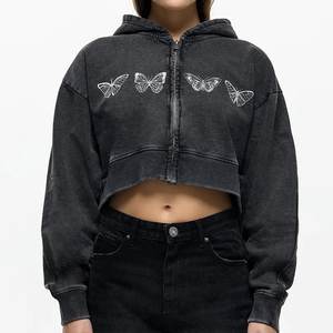 Nouveauté : sweat-shirts décontractés pour femmes en noir avec logo personnalisé imprimé, lavés à l'acide, respirants, streetwear, col à capuche, hiver - Product Image 1