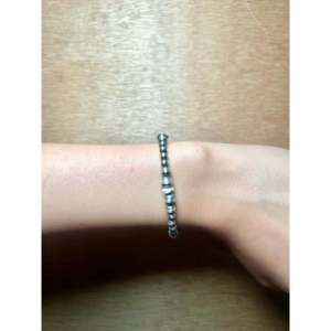 Navajo-Made Beaded <b>Bracelet</b> with White Buffalo & Sterling <b>Silver</b> Link Ethnic Ball Shape Strung Design - Product Image 3
