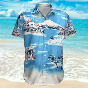 Camisa PNG para hombre Rojo Negro Diseño tribal Manga corta Pájaro amarillo Estrella Estilo Hawaiano Top informal - Product Image 4