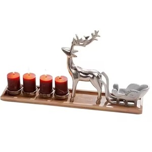 Base de madera de la mejor calidad con 2 portavelas de estrella plateada soporte de luz de té para uso navideño decoración de festivales portavelas - Product Image 5