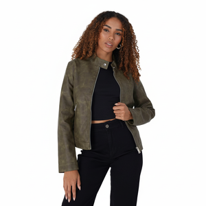 Ventes en gros de vestes en cuir de moto pour femmes, en polyester tricoté, uni, respirant, tendance et très vendues - Product Image 1