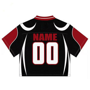 Camiseta de fútbol de manga larga con cuello en V y logotipo personalizado, ropa de calle de gran tamaño - Product Image 5