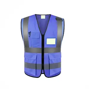 Vest Blauwe Kleur Werkkleding Voor Bouw Mannen Hi Vis Werkkleding Reflecterende Constructie Werkkleding Overalls Veiligheidsvesten