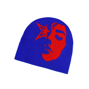 Nouveaux bonnets d'hiver thermiques unisexes pour adultes en coton 100% tricoté jacquard de haute qualité, bonnets jacquard - Product Image 2