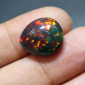 โอปอลดำเอธิโอเปียธรรมชาติทรงหลังเบี้ยเรียบ สำหรับทำเครื่องประดับ - Product Image 6