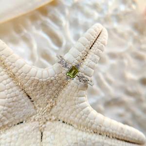 Anillo DE BODA minimalista de Plata de Ley 925, piedra de peridoto Natural, corte ovalado, Banda Clásica, regalo de compromiso para fiesta, anillos finos - Product Image 2