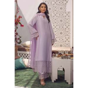 Camisa y Dupatta de Chifón Lavanda con Cuello en V y Manga Larga, Elegante y con Tela Transpirable para Primavera/Verano - Product Image 1