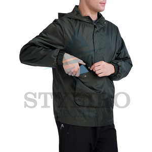Wholesale Hooded Zipper Polyester Waterproof Windbreaker <b>Jacket</b> with Embroidery Front Custom Private Label for <b>Men</b> - Product Image 2