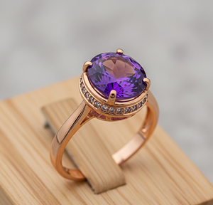 Compre al por mayor 925 anillo de moda de plata último diseño amatista cristal chapado en oro rosa banda para bodas fiestas mujeres de moda - Product Image 5