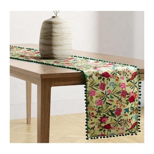 Custom Embroidered Home Decoration 100% Organic Cotton GOTS Certificate Event Luxury <b>Dining</b> Party Lavish Golf <b>Table</b> <b>Runner</b> Sets - Product Image 3