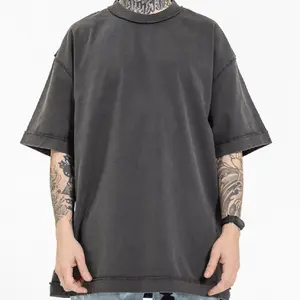 เสื้อยืดผ้าฝ้ายคอกลมแขนสั้นสำหรับผู้ชายเสื้อโอเวอร์ไซส์ทำจากผ้าฝ้ายออกแบบได้ตามท้องถนน - Product Image 1