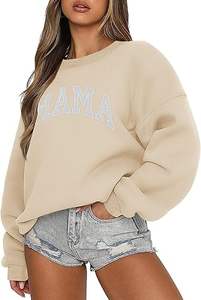Sweatshirts pour femmes surdimensionnés à poche avant, en coton lourd personnalisé, sweat-shirt en molleton français 100% coton pour femmes - Product Image 3