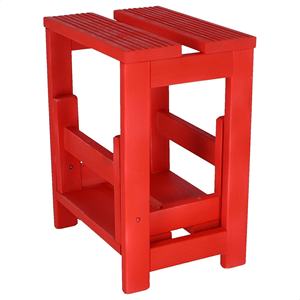 WELL HOME Sgabello a 2 gradini in legno con finitura rossa 32x23x40 cm - Product Image 4