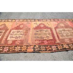 Tapis Kilim Turc Vintage 5.4 X 13.3ft Brun Orange Patchwork Design Plat Tissage Laine Jute Tapis pour Adolescents Rectangle Couloir Latex - Product Image 3