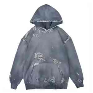 Sudadera con Capucha Lavada al Ácido Personalizada OEM para Hombre y Mujer, Talla Grande, Detalle de Pedrería, Técnica de Teñido Personalizado para Otoño - Product Image 6