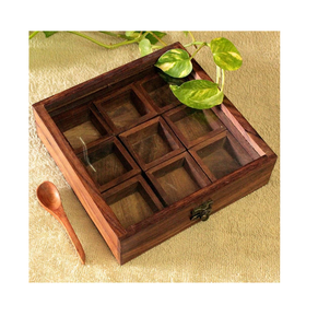 Boîte à épices en bois de qualité supérieure fabriquée à la main fournisseur de gros rond cuisine utiliser dernière conception boîte à épices en bois conception supérieure - Product Image 6