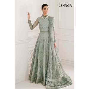 <b>Women's</b> Grey Eco-Friendly 100% Polyester Embroidered Net <b>3</b>-<b>Piece</b> <b>Suit</b> Set-Stitched CH10-05 - Product Image 2