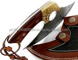 มีดอเนกประสงค์เหล็กกล้าดามัสกัสสเตนเลสแบบดั้งเดิมจาก Steel Craft International พร้อมปลอกหนังสำหรับหั่นพิซซ่าและเนื้อ - Product Image 3