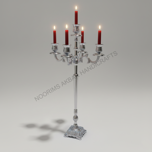 Derniers grands candélabres bougeoirs argent aluminium métal centre de table de mariage centre de table décoration fournisseur en gros d'usine - Product Image 6