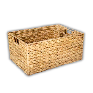 Cesta de almacenamiento de jacinto de agua de ratán de algas marinas con forro de algodón y Marco de metal fuerte Artesanía de Vietnam - Product Image 1