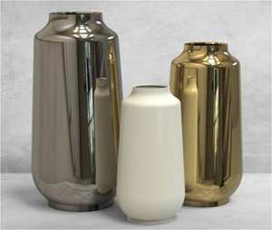 Jarrón de Metal de Lujo al por Mayor, Jarrón Decorativo Alto Dorado, Plateado y Blanco para Interiores y Hoteles, Estilo Minimalista para Decoración de Interiores. - Product Image 1