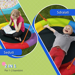Outsunny Reinforced Metal & Polyester <b>Garden</b> Nest <b>Swing</b> for 1-2 Children 196x172x180cm Multicolor - Product Image 5