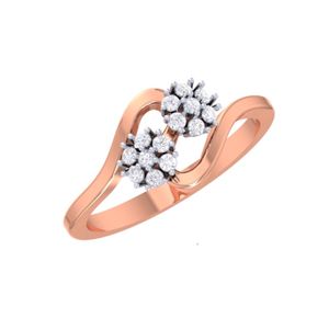 Bague en diamant en grappe avec forme de fleur et sertissage à griffes Or rose 14 carats Bijoux de mariage et de fête - Product Image 1