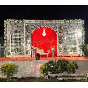 Panneaux de miroir de conception de cérémonie de mariage arabe belle toile de fond de mariage cadres de miroir cadre de toile de fond de mariage pour la décoration de scène - Product Image 1