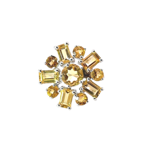 Bague Cocktail Fleur de Citrine Élégante en Argent Sterling 925 Plaqué Rhodium avec Sertissage à Griffes – Idéale pour Anniversaire, Mariage, Célébration – Meilleure Vente - Product Image 1