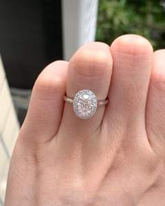 1.55 CTW Lab Grown ovale coupe diamant bague de fiançailles 14k or blanc VVS2 Halo mariage bague de mariée pour les femmes - Product Image 5