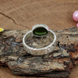 โรสโกลด์แอนด์โรเดียม92.5เงินแท้พลอยทัวร์มาลีนสีเขียวรูปวงรีการตั้งค่าแบบฝังแหวนแฟชั่นขนาด8x10มม. 3.60กรัม - Product Image 4