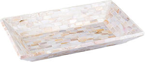 12"x7" Mother of Pearl Decorative <b>Tray</b> with Raised Edge for Coffee Table <b>Perfume</b> Living Room Kitchen Bathroom - Product Image 1