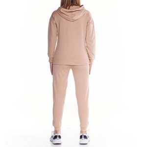 Personalizado en blanco Color sólido 100% algodón transpirable Zip Sweatsuit Set Mujeres Stand Front Heavyweight Winter Sporty Hoodie Jogger - Product Image 4