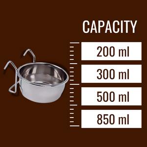 Precios directos de fábrica Taza de gallinero de pájaros de acero inoxidable con soporte de gancho Pájaro Loro Comida Tazón de agua Plato de alimentación Tazas - Product Image 4