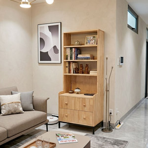 Vitrina de Lujo Escandinava 60x40x150cm de Madera de Caucho con Patas de Hierro KTB68139 - Product Image 2