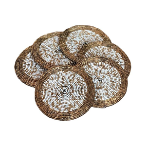 Sous-verres de broderie avec des motifs de perles de rocaille complexes pour restaurants café promotionnel artisan sous-verres perlés - Product Image 2
