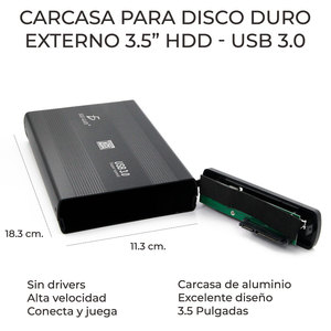 Caja Externa para Disco Duro SATA de 3.5 Pulgadas y 4 TB, Carcasa de Plástico con USB 3.0 para SSD - Product Image 4
