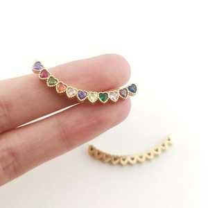 จี้รูปหัวใจสีรุ้งประดับ925จี้ห้อยคอสำหรับผู้หญิงสไตล์ชนเผ่าเพทายชุบทอง14K - Product Image 4