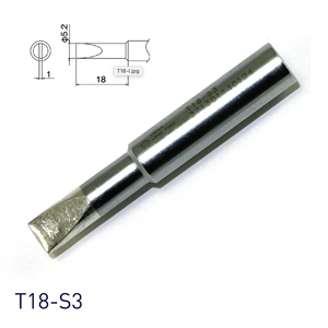 Pointe de soudage en cuivre sans oxygène Hakko T18-S3, type couteau, avec connecteur enfichable et épaisseur de 0,5 à 1,0 mm - Product Image 1