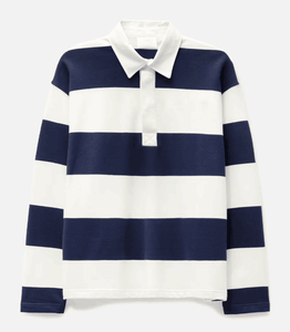 Polo de rugby a rayas de manga larga holgado de peso pesado deportivo transpirable de algodón personalizado para hombre - Product Image 4