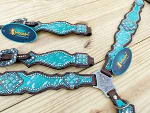 Ensemble de bride de cheval en cuir durable avec poitrail et rênes, équipement d'équitation réglable pour l'entraînement, la randonnée et l'usage quotidien - Product Image 3