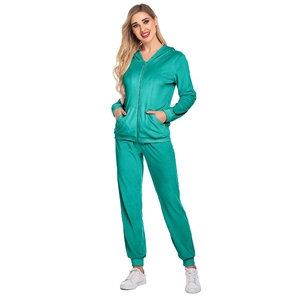 Ladies Track Suit 2 Piece Set <b>Women</b> Fall <b>Velvet</b> Pink <b>Jacket</b> and Big Pocket Pants Set Velour Tracksuit for 2023 <b>Women</b> Customized - Product Image 3