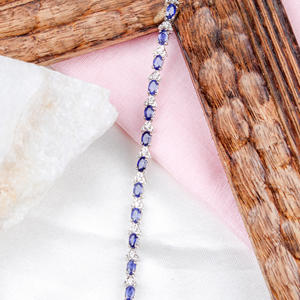 Best Quality Natural Kyanite With Cubic Zircon 925 Sterling <b>Silver</b> <b>Bracelet</b> Handmade Designer <b>Silver</b> Jewelry Wholesaler - Product Image 1