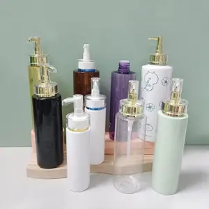 Luxury 100ml 200ml 300ml 400ml 500ml PET Plastic Bottle Skin Care White Round Shower Shampoo Empty Body Lotion Bottle With Pump