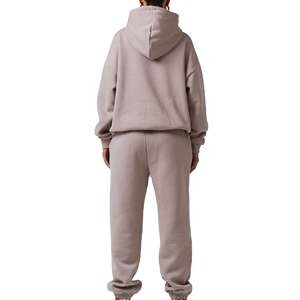 Respirant Logo personnalisé hiver à capuche solide hommes 2 pièces survêtement manches longues entraînement Fitness Sports - Product Image 3